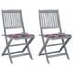 vidaXL Chaises pliables d'extérieur lot de 2 et coussins Bois d'acacia - TU