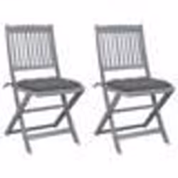 vidaXL Chaises pliables d'extérieur lot de 2 et coussins Bois d'acacia - TU