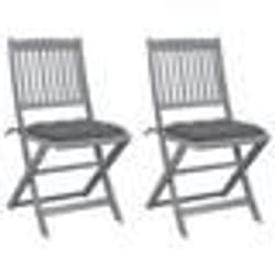 vidaXL Chaises pliables d'extérieur lot de 2 et coussins Bois d'acacia - TU