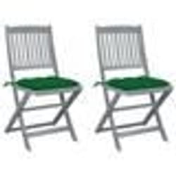 vidaXL Chaises pliables d'extérieur lot de 2 et coussins Bois d'acacia - TU
