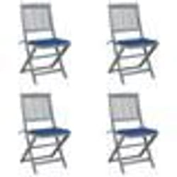 vidaXL Chaises pliables d'extérieur lot de 4 et coussins Bois d'acacia - TU