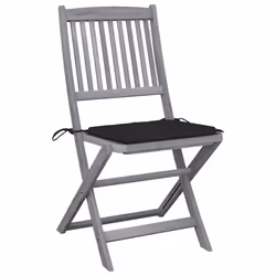 VidaXL 3064570 chaise d'extérieur Terrace Siège rembourré Bois d'acacia Noir