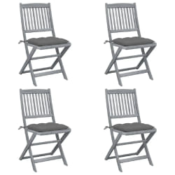 vidaXL Chaises pliables d'extérieur lot de 4 et coussins Bois d'acacia - TU