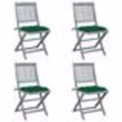 vidaXL Chaises pliables d'extérieur lot de 4 et coussins Bois d'acacia - TU