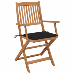 VidaXL 3064597 chaise d'extérieur Terrace Siège rembourré Bois d'acacia Noir