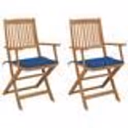vidaXL Chaises pliables de jardin lot de 2 avec coussins Bois d'acacia - TU