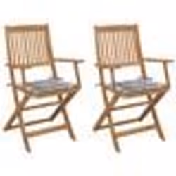 vidaXL Chaises pliables de jardin lot de 2 avec coussins Bois d'acacia - TU