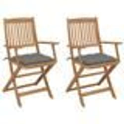 vidaXL Chaises pliables de jardin lot de 2 avec coussins Bois d'acacia - TU