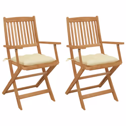VidaXL 3064607, Terrace, Siège rembourré, Bois d'acacia, Crème, Blanc, Polyester, 540 mm