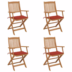 VidaXL 3064623, Terrace, Siège rembourré, Bois d'acacia, Rouge, Polyester, 540 mm