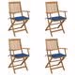 vidaXL Chaises pliables de jardin lot de 4 avec coussins Bois d'acacia - TU