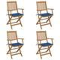 vidaXL Chaises pliables de jardin lot de 4 avec coussins Bois d'acacia - TU