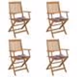 vidaXL Chaises pliables de jardin lot de 4 avec coussins Bois d'acacia - TU