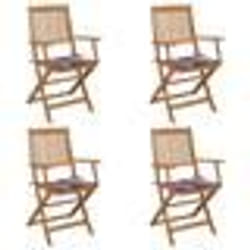 vidaXL Chaises pliables de jardin lot de 4 avec coussins Bois d'acacia - TU