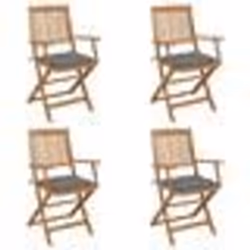 vidaXL Chaises pliables de jardin lot de 4 avec coussins Bois d'acacia - TU