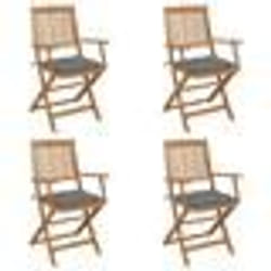 vidaXL Chaises pliables de jardin lot de 4 avec coussins Bois d'acacia - TU
