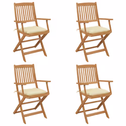 VidaXL 3064634, Terrace, Siège rembourré, Bois d'acacia, Crème, Blanc, Polyester, 540 mm