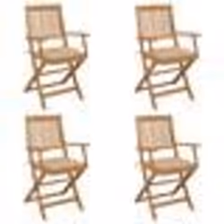 vidaXL Chaises pliables de jardin lot de 4 avec coussins Bois d'acacia - TU