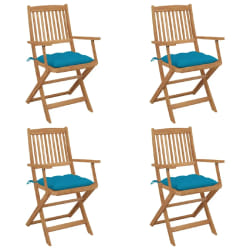 vidaXL Chaises pliables de jardin lot de 4 avec coussins Bois d'acacia - TU