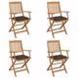 vidaXL Chaises pliables de jardin lot de 4 avec coussins Bois d'acacia - TU