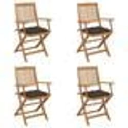 vidaXL Chaises pliables de jardin lot de 4 avec coussins Bois d'acacia - TU