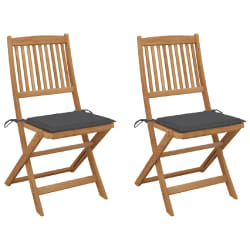 vidaXL Chaises pliables de jardin lot de 2 avec coussins Bois d'acacia - TU
