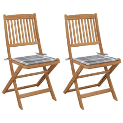 vidaXL Chaises pliables de jardin lot de 2 avec coussins Bois d'acacia - TU