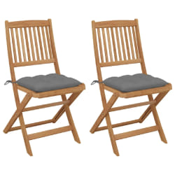 vidaXL Chaises pliables de jardin lot de 2 avec coussins Bois d'acacia - TU