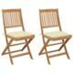 vidaXL Chaises pliables de jardin lot de 2 avec coussins Bois d'acacia - TU