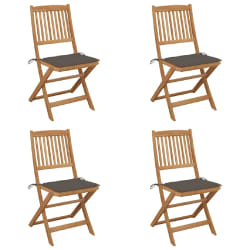 vidaXL Chaises pliables de jardin lot de 4 avec coussins Bois d'acacia - TU