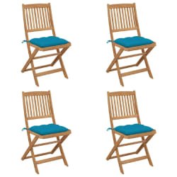vidaXL Chaises pliables de jardin lot de 4 avec coussins Bois d'acacia - TU