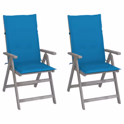 VidaXL 3064702, Terrace, Siège rembourré, Bois d'acacia, Bleu, Polyester, 570 mm