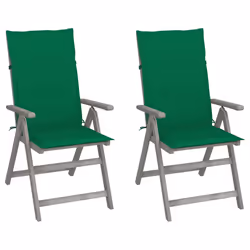 VidaXL 3064703, Terrace, Siège rembourré, Bois d'acacia, Vert, Polyester, 570 mm