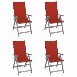 VidaXL 3064704, Terrace, Siège rembourré, Bois d'acacia, Rouge, Polyester, 570 mm