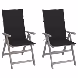 VidaXL 3064705, Terrace, Siège rembourré, Bois d'acacia, Noir, Polyester, 570 mm