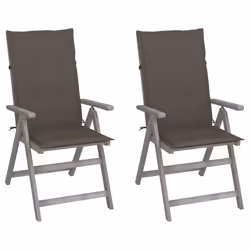 vidaXL Chaises inclinables de jardin lot de 2 et coussins Bois acacia - TU