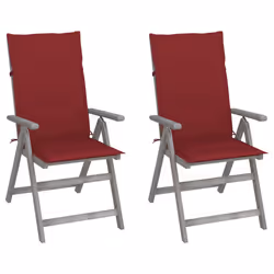VidaXL 3064707, Terrace, Siège rembourré, Bois d'acacia, Rouge, Polyester, 570 mm