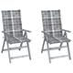 vidaXL Chaises inclinables de jardin lot de 2 et coussins Bois acacia - TU