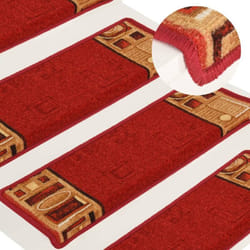 Tapis d'escalier autocollants 15 pcs 65x21x4 cm Rouge Vidaxl