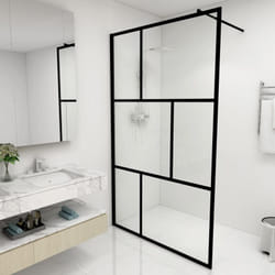 Paroi de douche à l'italienne avec verre trempé Noir 115x195 cm - Vidaxl