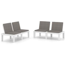 vidaXL Bancs de salon de jardin avec coussins lot de 2 Plastique Blanc - TU