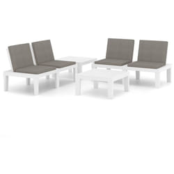Vidaxl - Salon de jardin 4 pcs avec coussins Plastique Blanc