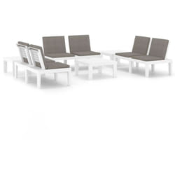 Vidaxl - Salon de jardin 6 pcs avec coussins Plastique Blanc