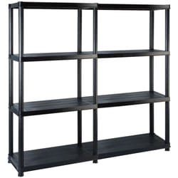vidaXL Étagère de rangement à 4 niveaux Noir 122x30,5x130 cm Plastique