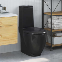 Vidaxl - Toilette en céramique Ronde Écoulement d'eau au fond Noir