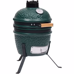 Ce gril Kamado en céramique utilise du charbon ou du bois comme combustible et possède une grande grille de cuisson de 26,5 c ...