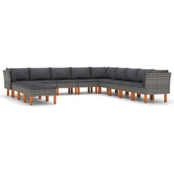 Vidaxl - Salon de jardin 12 pcs avec coussins Résine tressée Gris