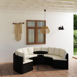 Salon De Jardin 7 Pcs Avec Coussins Résine Tressée Noir