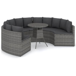 Salon De Jardin 7 Pcs Avec Coussins Résine Tressée Gris Vidaxl