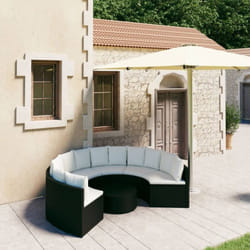 Salon De Jardin 7 Pcs Avec Coussins Résine Tressée Noir